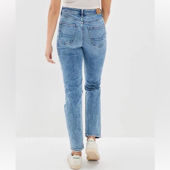 American Eagle AE Strigid Ripped Mom Jeans, Size 00, Blown Out Blue - Picture 6 of 11